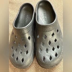 Black Slip-On Mules with Perforated Design